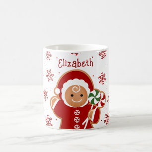 Gingerbread Girl with Peppermint Lollipops Coffee Mug