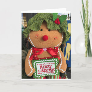 GINGERBREAD GIRL WITH WISHES FOR A MERRY CHRISTMAS HOLIDAY CARD