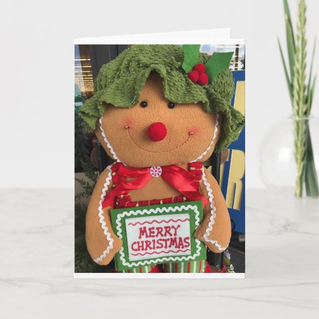 GINGERBREAD GIRL WITH WISHES FOR **YOUNG NIECE** HOLIDAY CARD (Front)