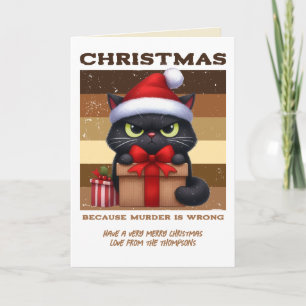 Gingerbread Glow Funny Cat Retro Christmas Photo Holiday Card
