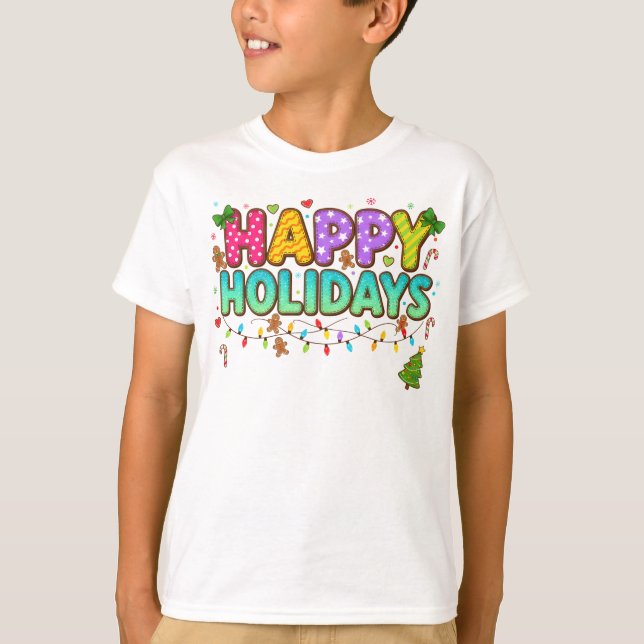 "Gingerbread Glow Holiday Tee" T-Shirt (Front)