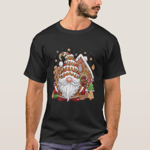 Gingerbread Gnome with Gingerbread House Christmas T-Shirt