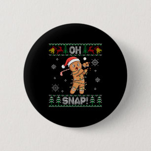 Gingerbread Golf Christmas Cookie Oh Snap Santa Ug 6 Cm Round Badge