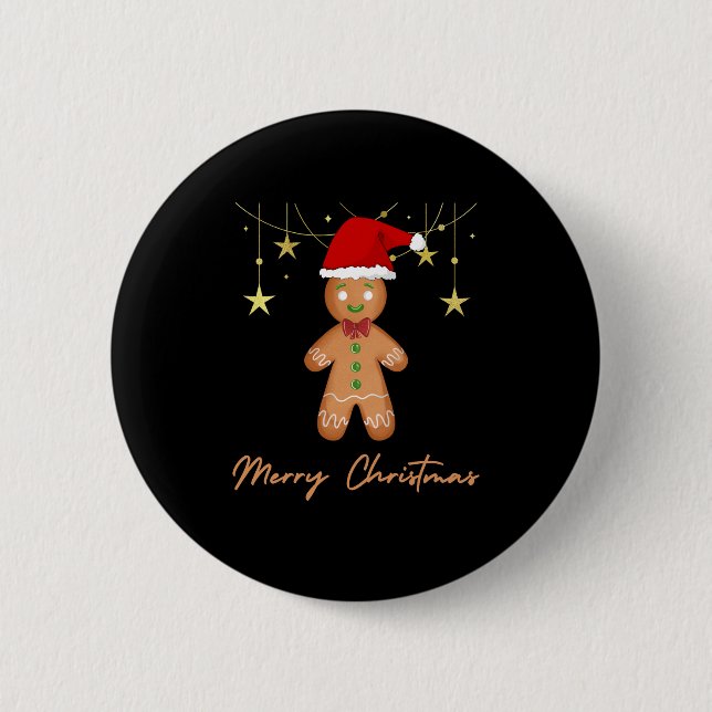 Gingerbread Greetings Christmas 6 Cm Round Badge (Front)
