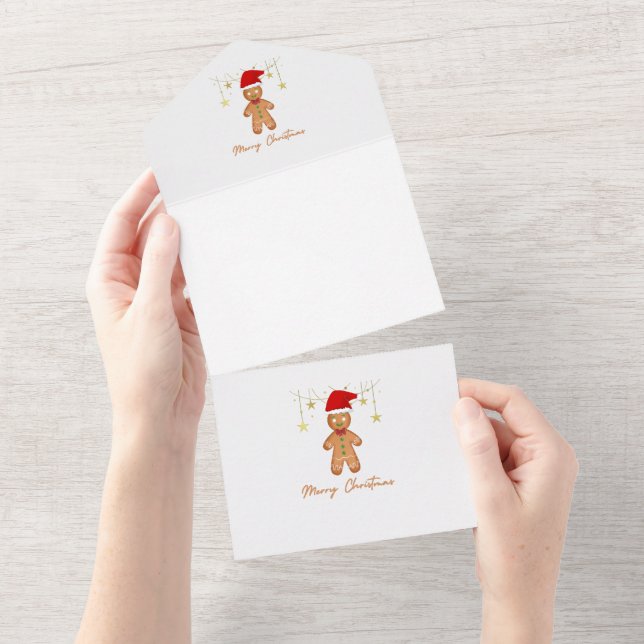 Gingerbread Greetings Christmas All In One Invitation (Tearaway)