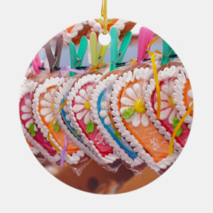 Gingerbread Heart Cookies Lebkuchen Valentine Ceramic Tree Decoration