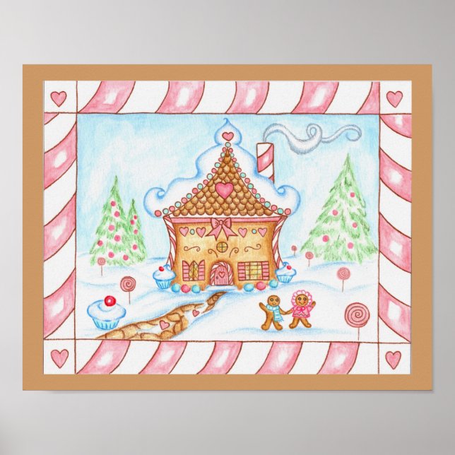 Gingerbread Heart House Print Poster (Front)