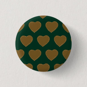 Gingerbread Hearts Button (Green & Brown)