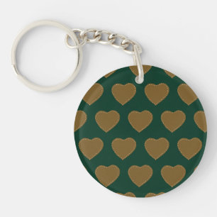Gingerbread Hearts Keychain (Green & Brown)