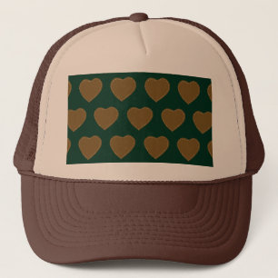 Gingerbread Hearts Trucker Hat (Green & Brown)