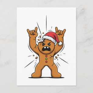 Gingerbread Heavy Metal Guitar Christmas 2026 Holiday Postcard