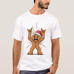 Gingerbread Heavy Metal Guitar Christmas 2026 T-Shirt