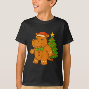 Gingerbread Hip Santa Hat Christmas Tree Hiptamus T-Shirt