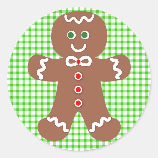 Gingerbread Holiday Boy Classic Round Sticker (Front)