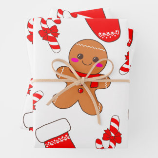 Gingerbread Holiday Cheer Pattern Wrapping Paper Sheet