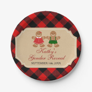 Gingerbread Holiday Gender Reveal Paper Plate