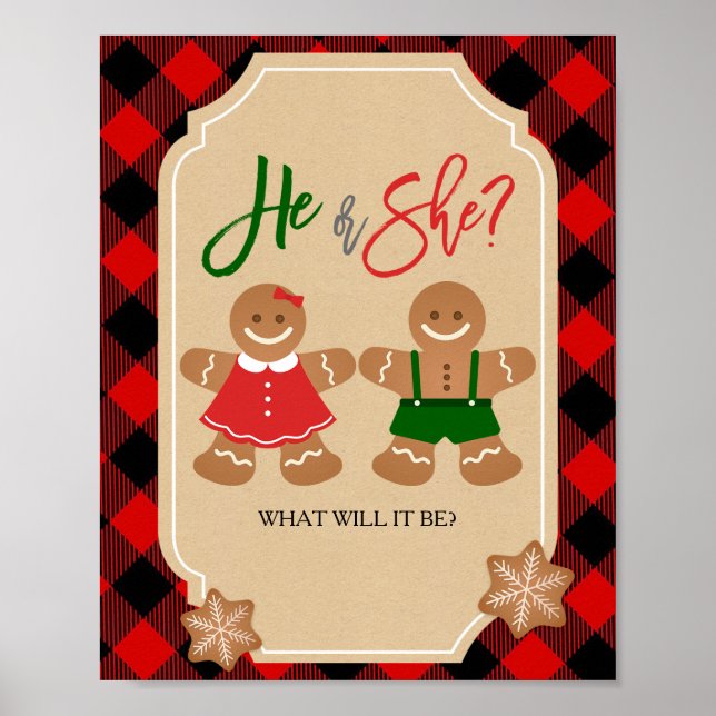 Gingerbread Holiday Gender Reveal Welcome Sign (Front)