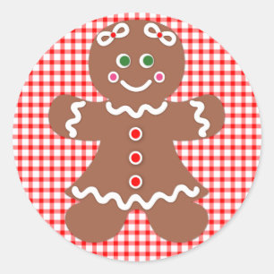 Gingerbread Holiday Girl Classic Round Sticker