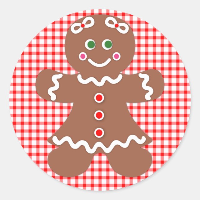 Gingerbread Holiday Girl Classic Round Sticker (Front)