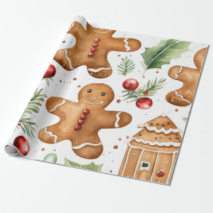  Gingerbread Holiday Pattern Wrapping Paper