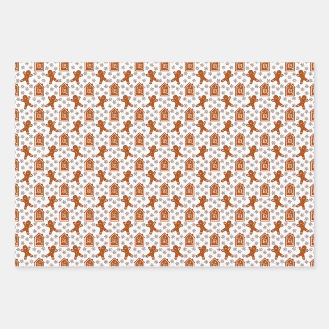 GINGERBREAD Holiday Pattern Wrapping Paper Sheet (Front)