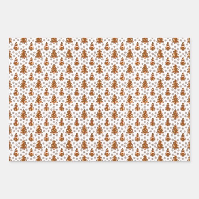 GINGERBREAD Holiday Pattern Wrapping Paper Sheet (Front)