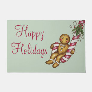 Gingerbread Holiday Welcome Doormat Rug