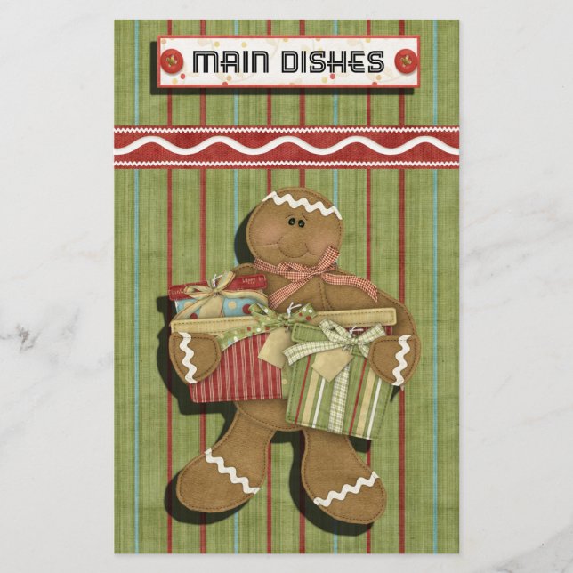 Gingerbread Holidays Recipe Binder-Divider Stationery (Front)