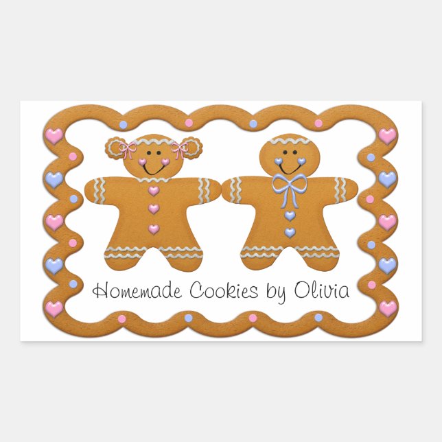 Gingerbread ~ Homemade Cookies Custom Name Sticker (Front)