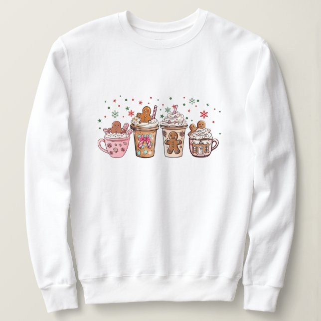 Gingerbread Hot Cocoa Christmas Holiday Drinks Sweatshirt (Design Front)