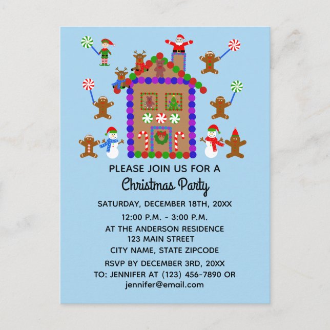 Gingerbread House #2 Invitation Postcard (Front)
