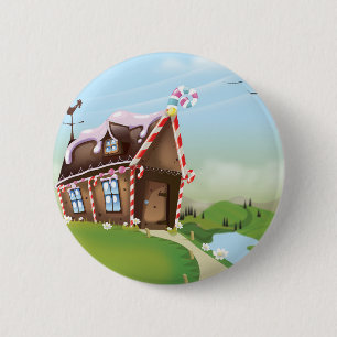 Gingerbread house 6 cm round badge