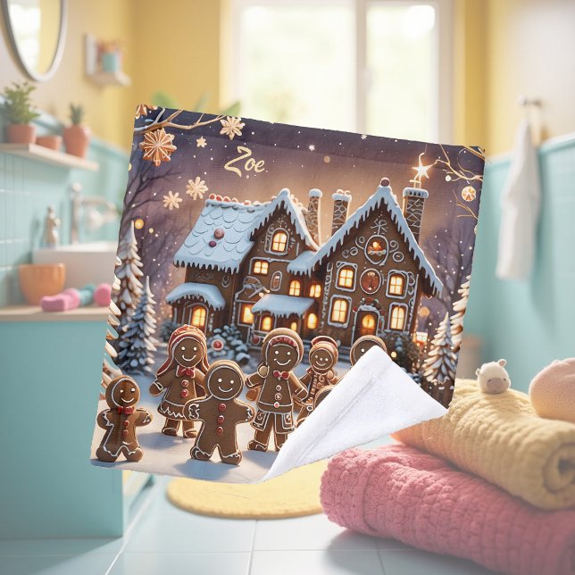 Gingerbread house and cute gingerbread family  wash cloth (Creator Uploaded)