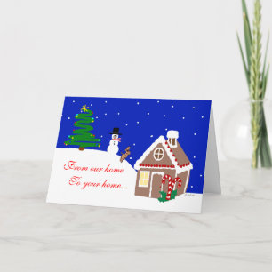 Gingerbread House and Dog in Snow Holiday Card