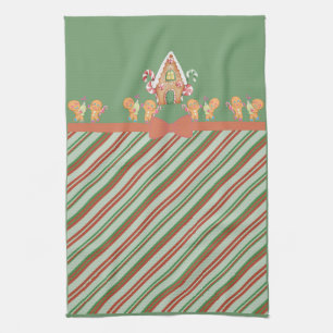 Gingerbread House and Gingerbread Men Kitchen Towe Tea Towel