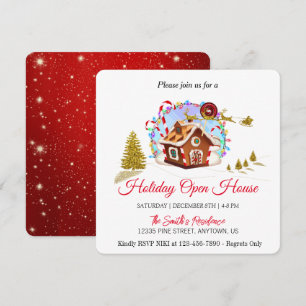 Gingerbread House and Golden Santa Claus Holiday  Card