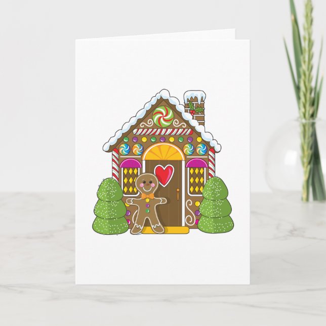 Gingerbread House and Man Holiday Card (Front)