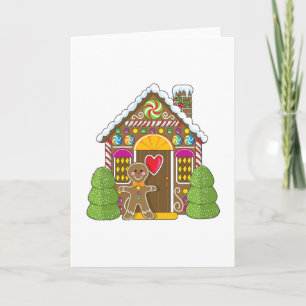Gingerbread House and Man Holiday Card