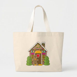 Gingerbread House and Man Large Tote Bag