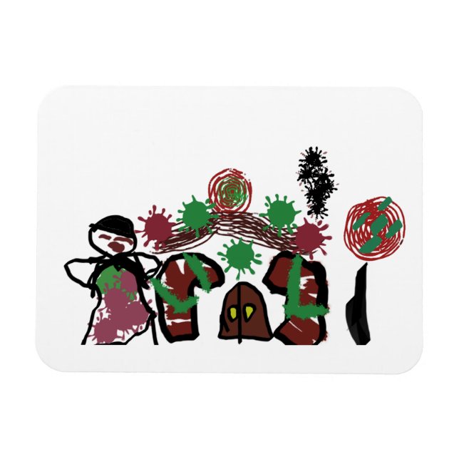 Gingerbread house and woman  style fun  magnet (Horizontal)