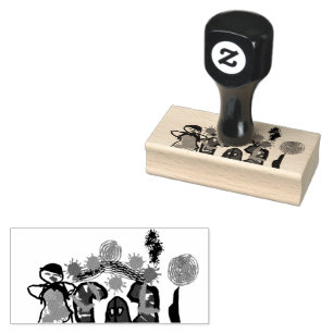 Gingerbread house and woman style fun rubber stamp