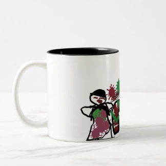 Gingerbread house and woman  style fun  Two-Tone coffee mug