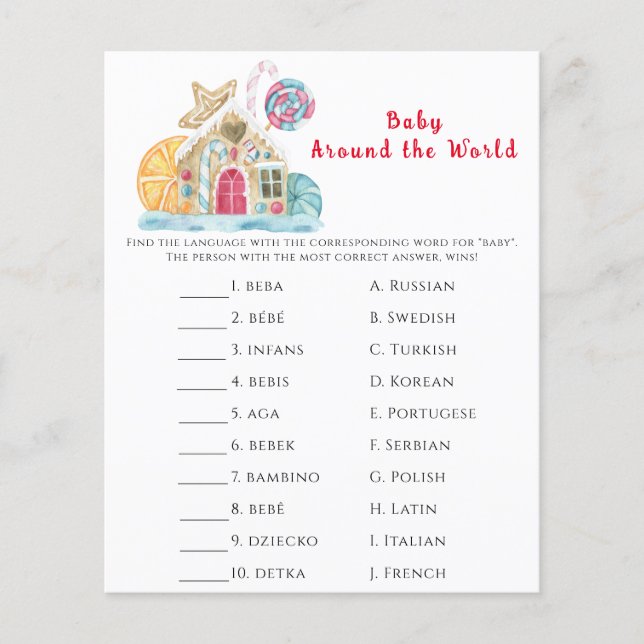 Gingerbread house - Baby around the world game (Front)