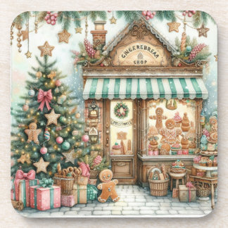 Gingerbread house bakery 2 beverage coaster