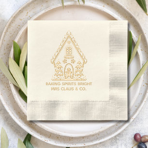 Gingerbread House Baking Corporate Christmas Foil Napkins
