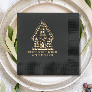 Gingerbread House Baking Corporate Christmas Foil Napkins