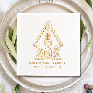 Gingerbread House Baking Corporate Christmas Foil Napkins