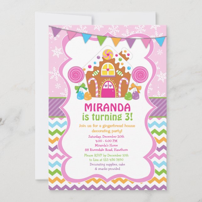 Gingerbread House Birthday Invitation (Front)