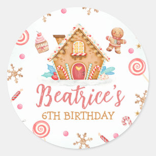 Gingerbread House Birthday Party  Classic Round Sticker