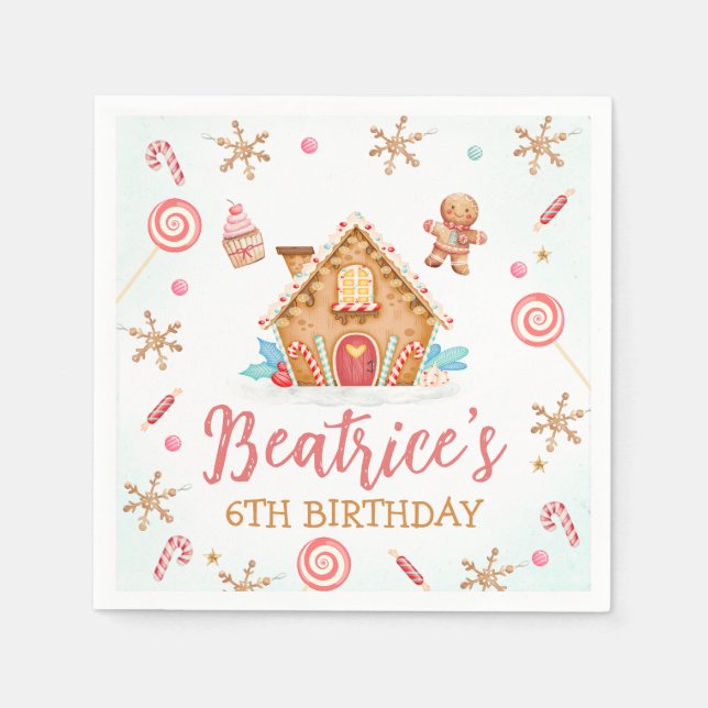 Gingerbread House Birthday Party  Napkin (Front)
